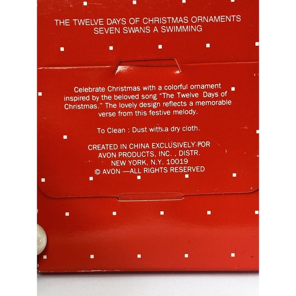 Avon The Twelve Days Of Christmas Ornament Seven Swans A Swimming - Picture 3 of 5